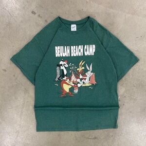 Vintage 90s Looney Tunes Campfire Beulah Beach Camp Velva Sheen Tee Shirt